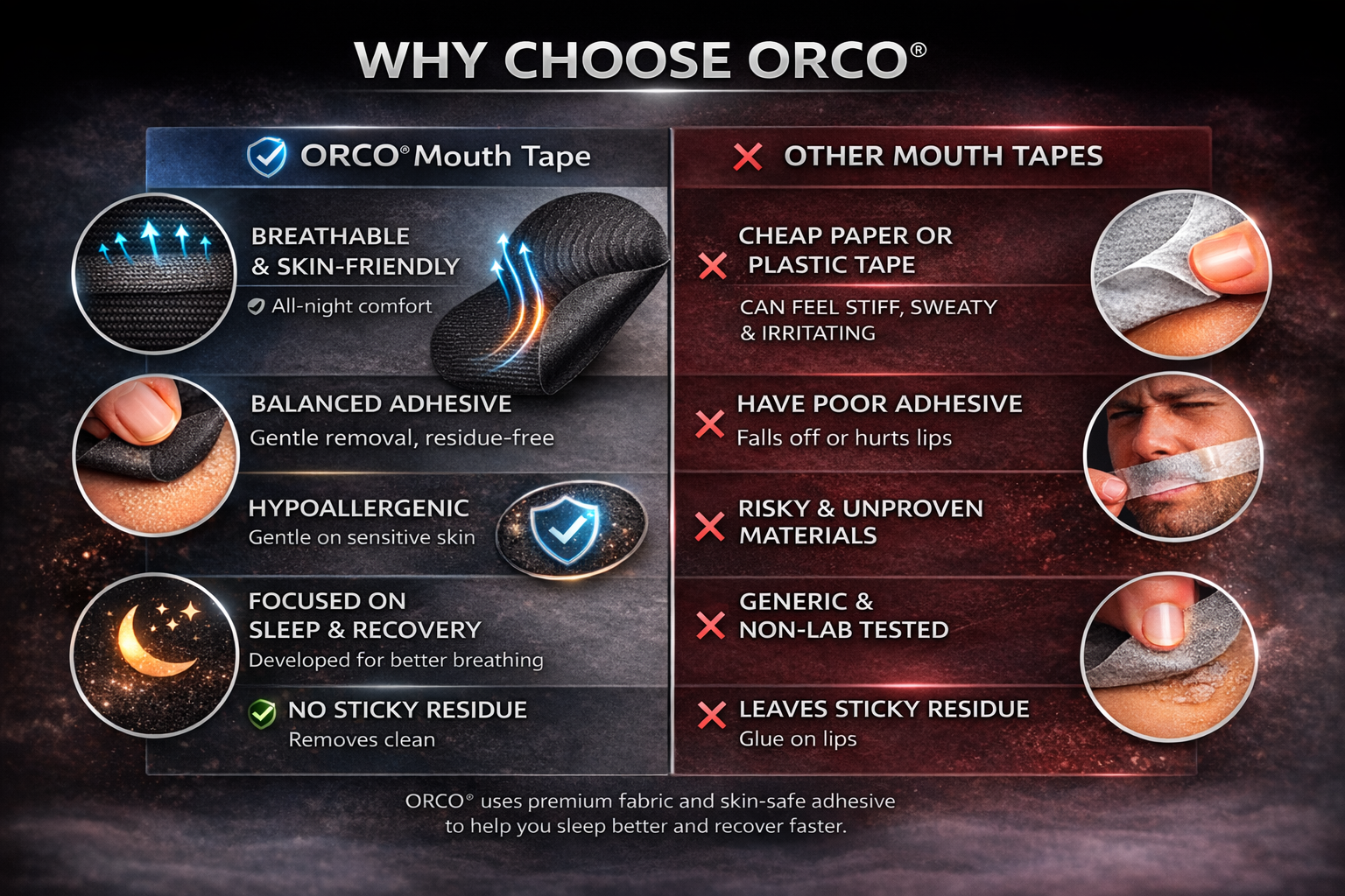 ORCO Mouth Tape 30 Pack For Sleeping