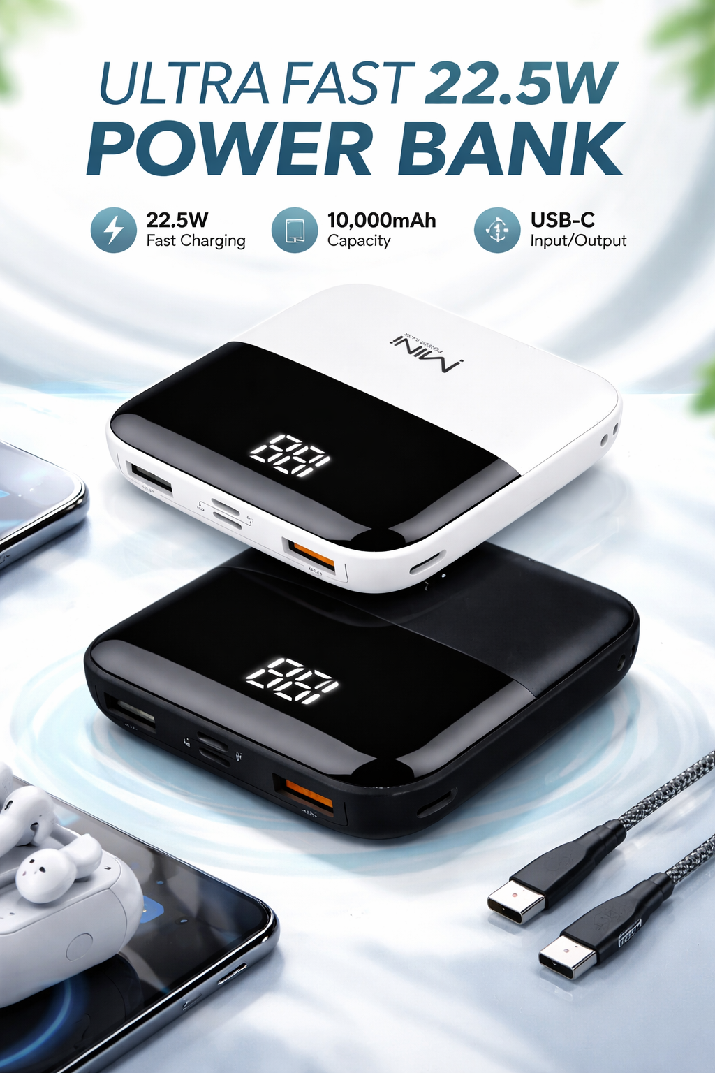 Slim Power Bank 10000mAh 22.5W